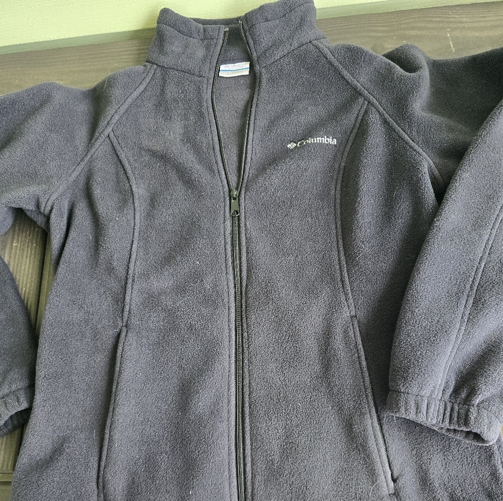 Womens Columbia Large Full Zipper Fleece Jacket great condition BLACK